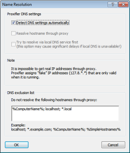 Как скрыть dns в proxifier?