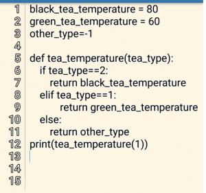 Python. Как написать программу для определения температуры заваривания чая?