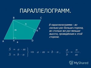 Как правильно провести высоту в параллелограмме?