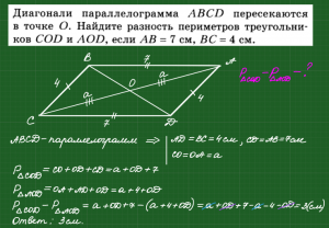Диагонали параллелограмма АВСD пересекаются в точке О. Как найти высоту?