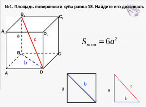 Как найти площадь поверхности куба, вписанного в цилиндр с S основания 72π?