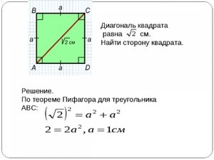 Как найти квадрат диагонали в правильной четырехугольной призме?