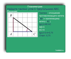 Как найти тангенс угла А прямоугольного треугольника ABC, если катет AC 12?