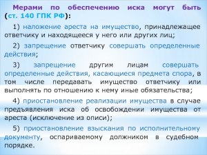 Что может быть мерами по обеспечению иска (смотри варианты)?