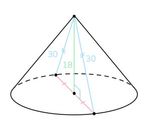 Как решить: Высота конуса равна 18, а длина образующей равна 30?