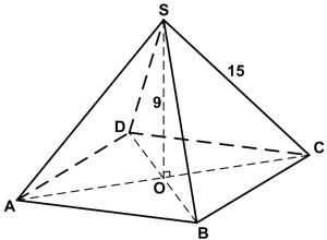 Как решить: В правильной четырехугольной пирамиде высота равна 3?