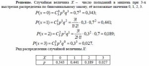 Как найти вероятность, что стрелок попал в мишень трижды из 5 выстрелов?