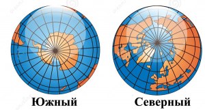 Как на карте найти северный и южный полюс?